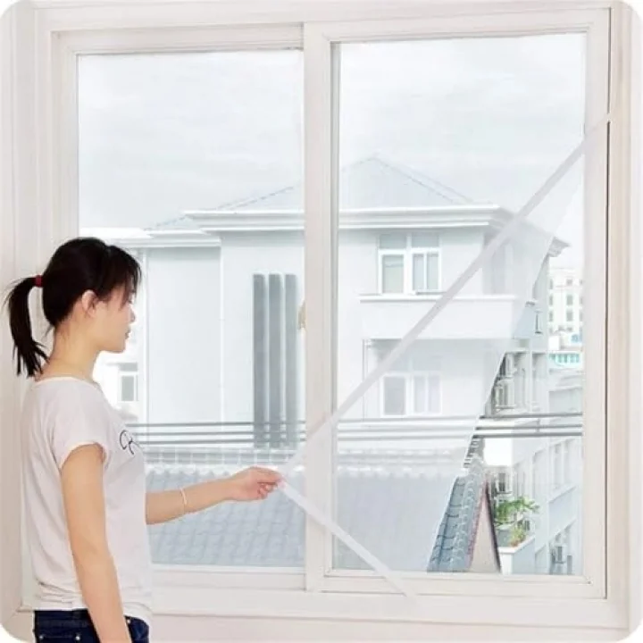 Pencere Sinekliği 130x150 cm ±5 cm | Çift Kanatlı Tül Sineklik | Kendinden Yapışkanlı Bantlı | Sinek, Sivrisinek ve Böceklere Karşı Koruma | Kolay Montaj