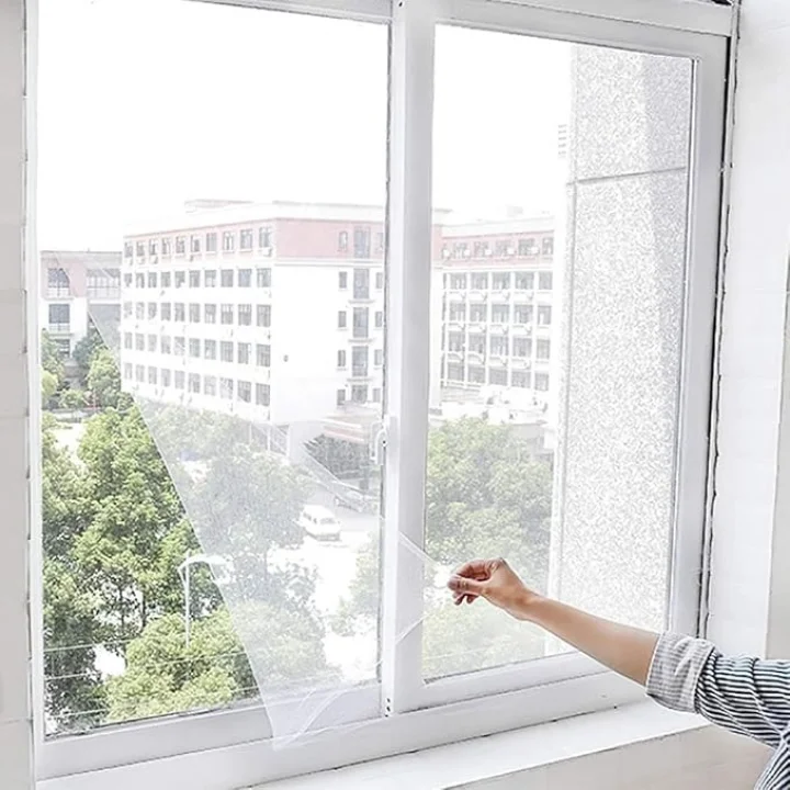 Pencere Sinekliği 130x150 cm ±5 cm | Çift Kanatlı Tül Sineklik | Kendinden Yapışkanlı Bantlı | Sinek, Sivrisinek ve Böceklere Karşı Koruma | Kolay Montaj