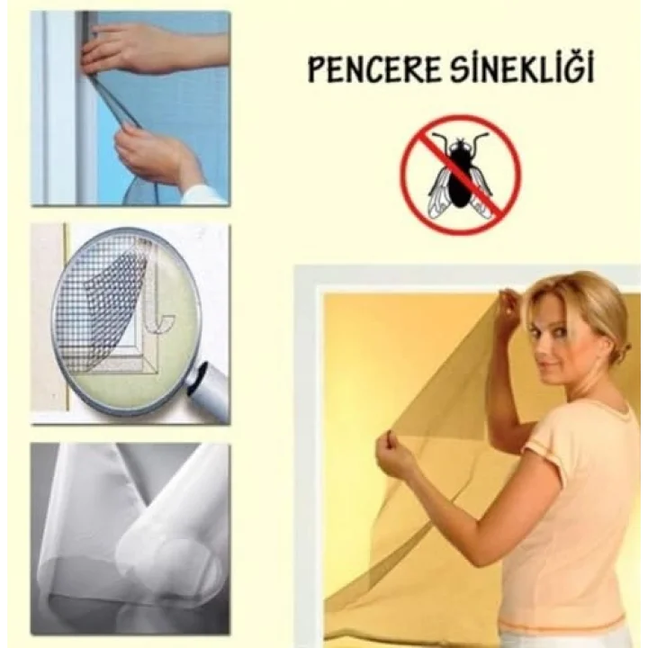 Pencere Sinekliği 130x150 cm ±5 cm | Çift Kanatlı Tül Sineklik | Kendinden Yapışkanlı Bantlı | Sinek, Sivrisinek ve Böceklere Karşı Koruma | Kolay Montaj
