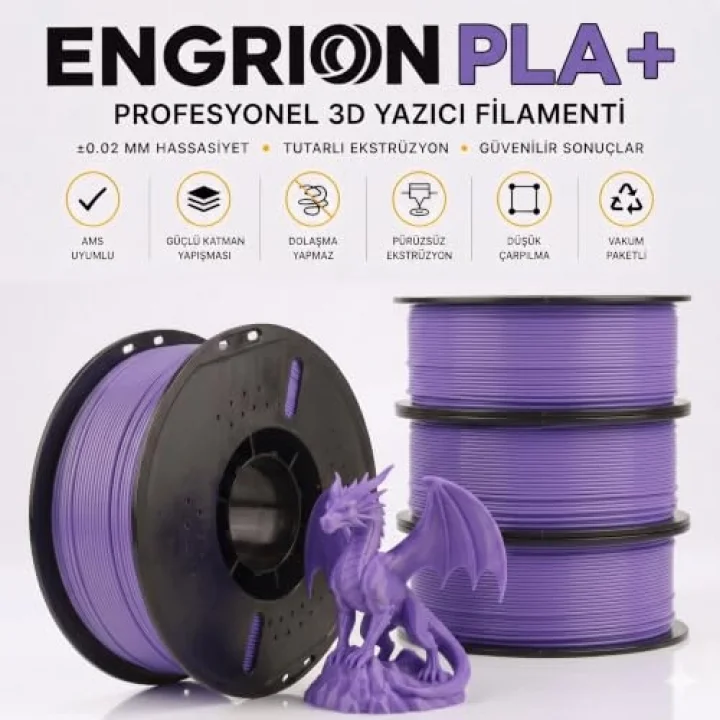 PLA+ Filament 1.75 mm 1 kg Mor - Yüksek Hızlı Baskı, ±0.02mm Tolerans, FDM/AMS Uyumlu 3D Yazıcı Filamenti