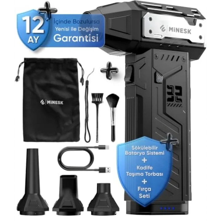 G320 Turbo Jet Fan Hava Üfleyici - 【Turbo Modda 320 Gram Hava Üfleme Gücü】- Ultra Güçlü Hava Basıncı -Taşıma Torbalı ve Ekstra Nozullu - Çıkarılabilir Batarya Sistemi