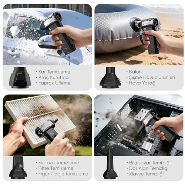G320 Turbo Jet Fan Hava Üfleyici - 【Turbo Modda 320 Gram Hava Üfleme Gücü】- Ultra Güçlü Hava Basıncı -Taşıma Torbalı ve Ekstra Nozullu - Çıkarılabilir Batarya Sistemi