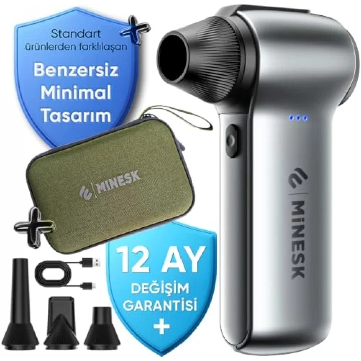 G150 Turbo Jet Fan Hava Üfleyici - 【Turbo Modda 150 Gram Hava Basıncı】- Çok Amaçlı Kullanım (Klavye, Ev, Araba Temizliği, Toz Üfleme,) - Taşıma Çantalı ve Ekstra Nozullu