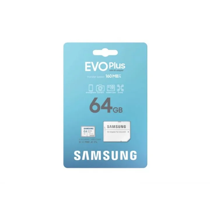 EVO Plus microSDXC Hafıza Kartı 64 GB, 160 MB/s, U1, V10, A1, ‎MB-MC64SA/APC (2024 Serisi)