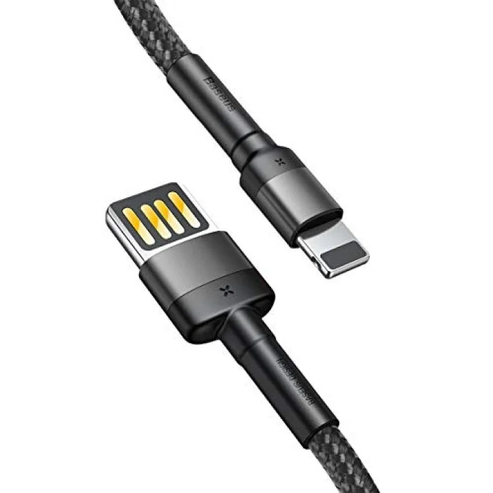 Cafule Special Edition, USB-A & Lightning 2.4 A Şarj & Data Aktarım Kablosu,1 Metre, Gri - Siyah, ‎CALKLF-GG1