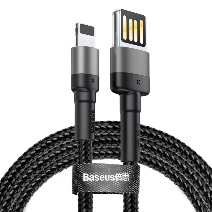 Cafule Special Edition, USB-A & Lightning 2.4 A Şarj & Data Aktarım Kablosu,1 Metre, Gri - Siyah, ‎CALKLF-GG1