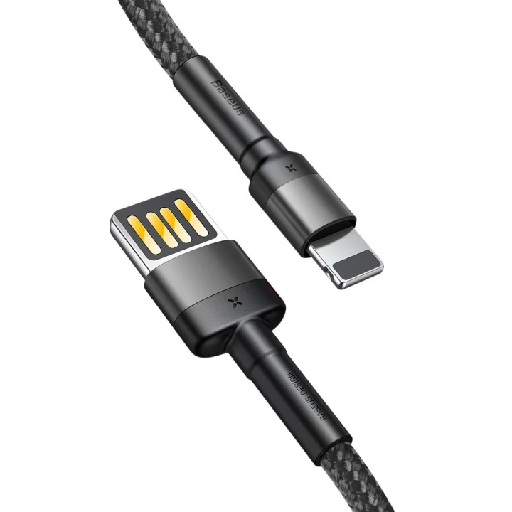 Cafule Special Edition, USB-A & Lightning 2.4 A Şarj & Data Aktarım Kablosu,1 Metre, Gri - Siyah, ‎CALKLF-GG1