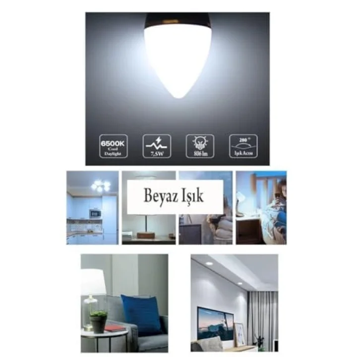 6W Led Mum Ampul Beyaz Işık 6500K - E14