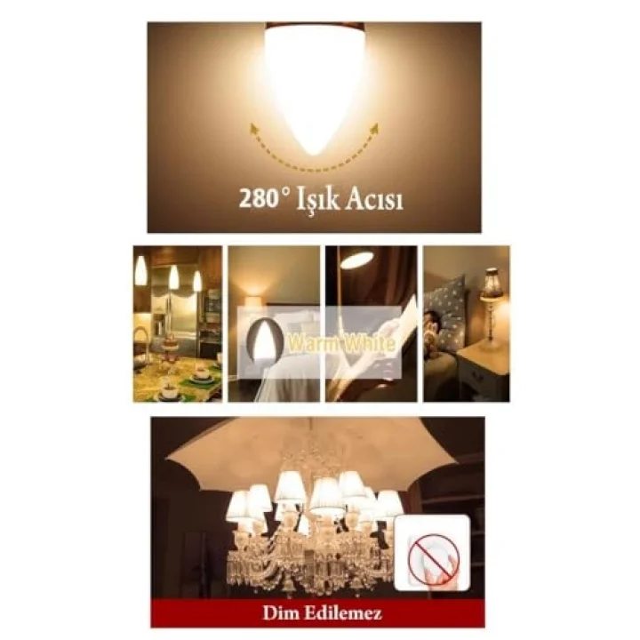 6W Led Mum Ampul Sarı Işık 3000K 3 Adet - E14