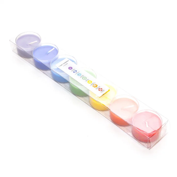 7 Chakra Meditasyon Kristal Kap Içi Mum Seti-large