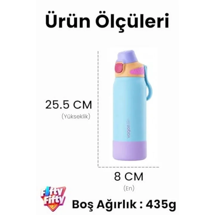 700 ML Tek Kapak Çift Kullanım Pipetli Rahat İçim Kulplu Paslanmaz Çelik Termos FFVGN1112-700ML Mavi