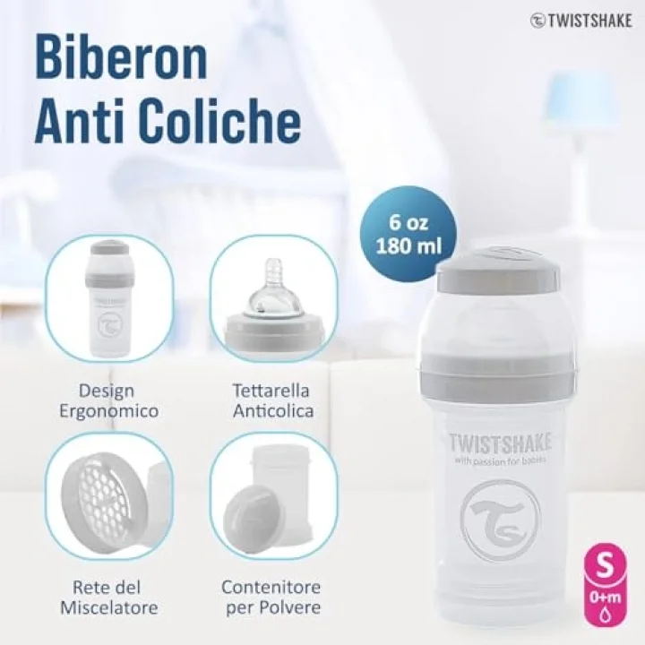 78006 Anti-Colic 180Ml Biberon, Beyaz/ Şeffaf