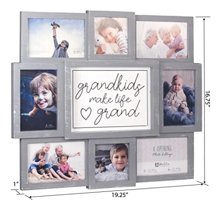 8-Op. Grandkids Kolaj Resim Çerçevesi, Gri