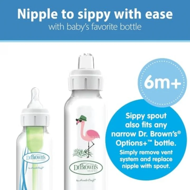 8 oz/250 ml PP Dar Ağız + Sippy Biberon Bardak, Flamingo, Tekli Paket