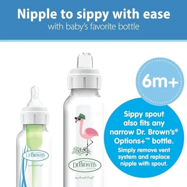 8 oz/250 ml PP Dar Ağız + Sippy Biberon Bardak, Flamingo, Tekli Paket