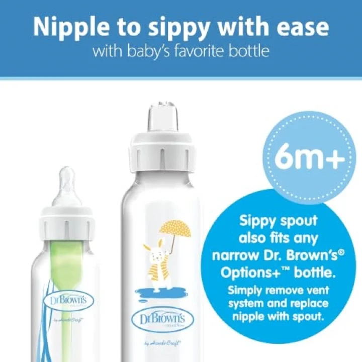 8 oz/250 ml PP Dar Ağız + Sippy Biberon Bardak, Tavşan, Tekli Paket
