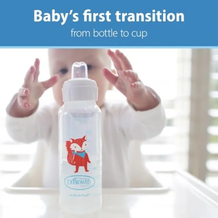 8 oz/250 ml PP Dar Ağız + Sippy Biberon Bardak, Tilki, Tekli Paket