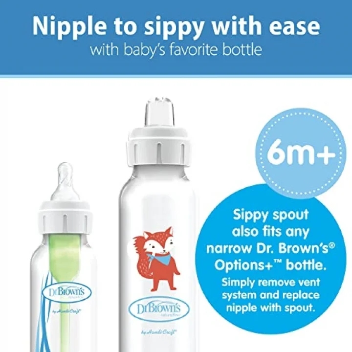 8 oz/250 ml PP Dar Ağız + Sippy Biberon Bardak, Tilki, Tekli Paket