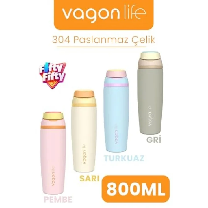 800 ML Tek Kapak Çift Kullanım Pipetli Rahat İçim Kulplu SUS304 Paslanmaz Çelik Termos -1107-800ML Sarı