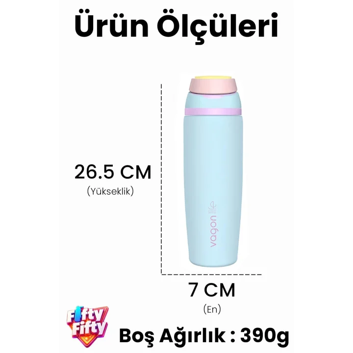 800 ML Tek Kapak Çift Kullanım Pipetli Rahat İçim Kulplu SUS304 Paslanmaz Çelik Termos -1107-800ML Sarı