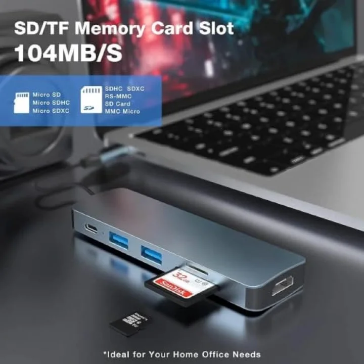8040 Type C 3.1 HUB - HDMI 4K USB2.0 2xUSB3.0 SD TF PD 60W 6sı 1 Arada Premium USB Hub