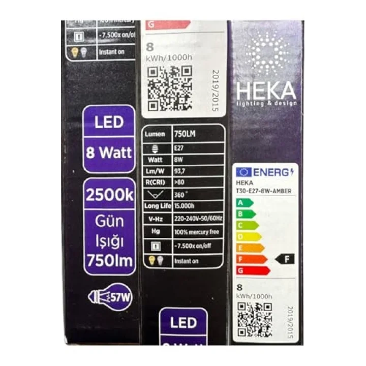 8W (57W) 2500K Günışığı E27 Duylu Çubuk LED Ampul