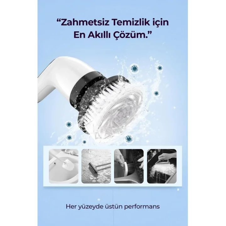 9 Başlıklı Şarjlı Dijital Temizlik Fırçası