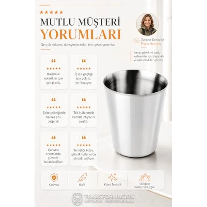 9lu Paslanmaz Çelik Bardak Seti 210 ml, Kırılmaz Hafif Kamp & Piknik Bardağı, Outdoor Çelik Kupa 721530