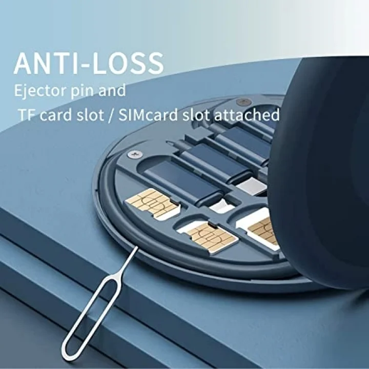 9u 1 Arada Kablo Kılıfı USB Adaptör Kablosu Dönüştürme Saklama Kutusu, USB Tip C - Mikro USB/Yıldırım/USB A Kablosu Veri Aktarım Aracı Sim Kart Yuvası Tepsi Çıkarma Pimi İçerir, Telefon
