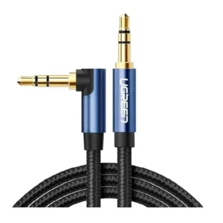 90 Derece L Tipi 3.5 mm Aux Ses Kablosu Mavi 2 Metre