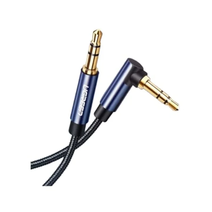 90 Derece L Tipi 3.5 mm Aux Ses Kablosu Mavi 2 Metre