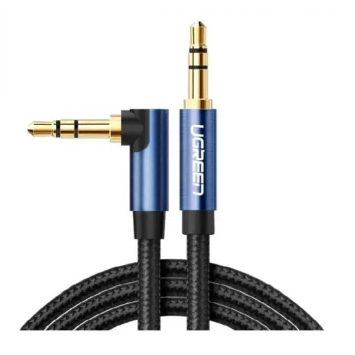 90 Derece L Tipi 3.5 mm Aux Ses Kablosu Mavi 2 Metre