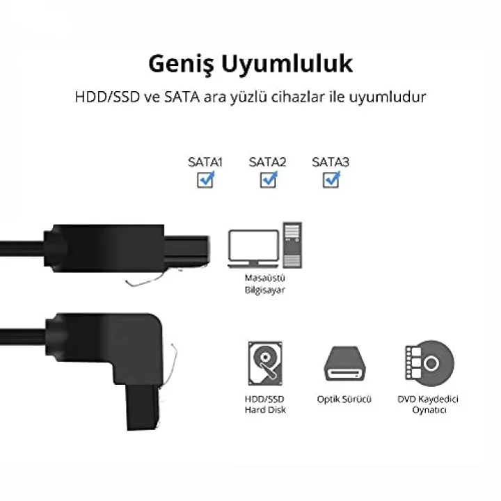 90 Derece Sata 3.0 Disk Kablosu 50 cm