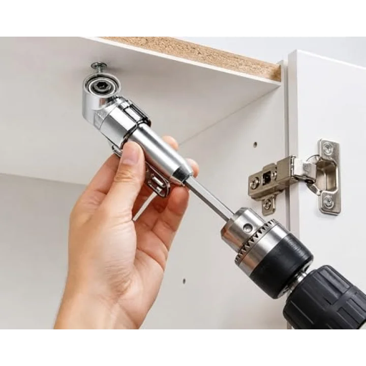 90 Derece Vidalama Köşe Adaptörü 360° Döner Başlıklı Matkap Aparatı Dar Alan Vida Sıkma Ucu 6.35mm Hex Şaft Profesyonel Açılı Adaptör