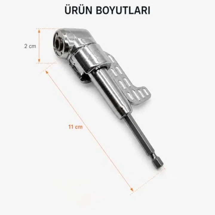 90 Derece Vidalama Köşe Adaptörü 360° Döner Başlıklı Matkap Aparatı Dar Alan Vida Sıkma Ucu 6.35mm Hex Şaft Profesyonel Açılı Adaptör