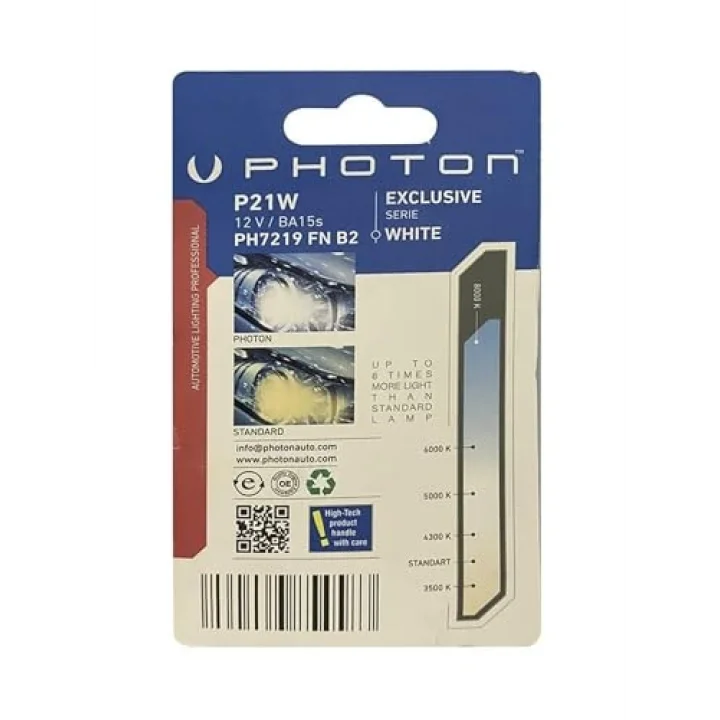 93 P21W Beyaz Tek Duy Fanlı Ampul Takımı, 12 Volt, 2 Adet