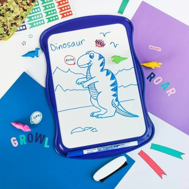 967444 Velleda Cliiip Set Beyaz Tahta (21 x 31 cm) Silecek; 8 Silinebilir Marker -10lu Set, Çeşitli Renklerde