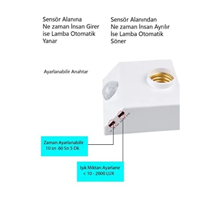 9W (60W) 360 Derece Hareket Sensörlü Lamba Beyaz 6500K E27