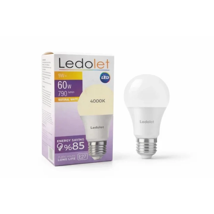 9W (60W) Led Ampul E27 4000K Gün Işığı Yüksek Enerji Tasarruflu Lamba
