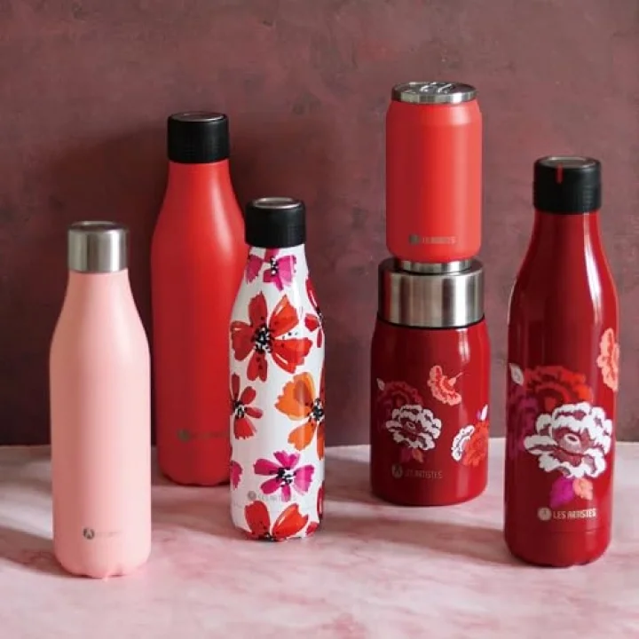 A-4323 BottleUp Termos, 500 ml, BPA içermeyen termos, tekrar kullanılabilir, 12 saat sıcak ve 24 saat soğuk tutar, Paslanmaz Çelik, Pembe Tasarım