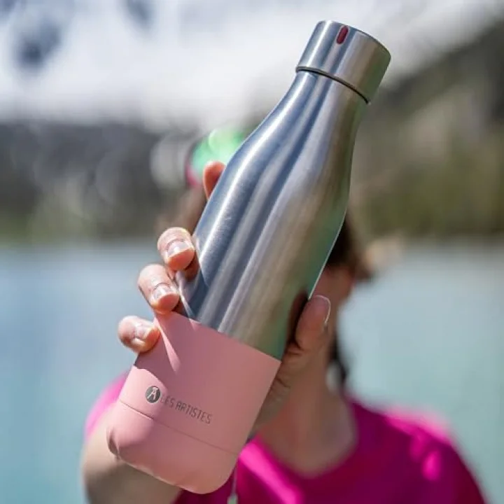 A-4373 BottleUp Termos, 500 ml, BPA içermeyen termos, tekrar kullanılabilir, 12 saat sıcak ve 24 saat soğuk tutar, Paslanmaz Çelik, Bölünmüş Pembe Tasarım