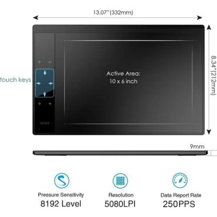 A30 V3 10x6 16384 Yüksek Basınç Hassasiyetli Profesyonel 5080 LPI Grafik Tablet + Kalem