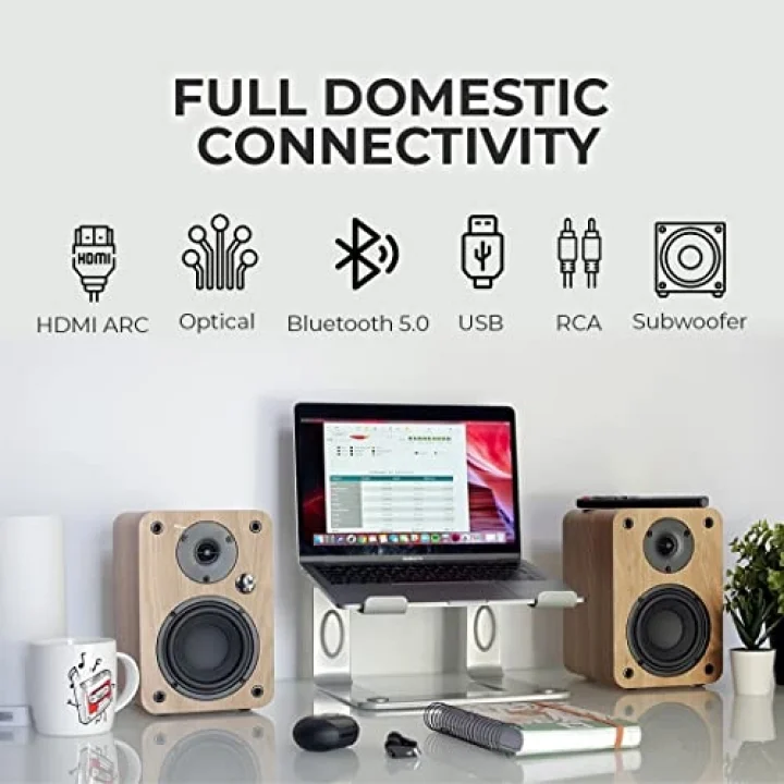 A4 ARC Aktif Hoparlör Siyah (HDMI ARC, RCA, Bluetooth, Optik, USB, Sub Out)