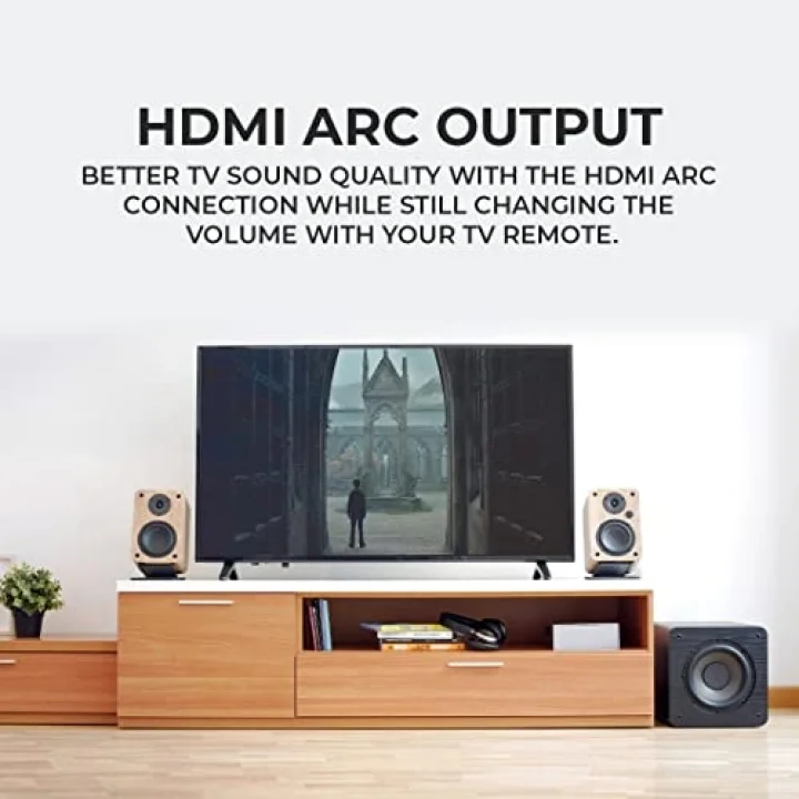 A4 ARC Aktif Hoparlör Siyah (HDMI ARC, RCA, Bluetooth, Optik, USB, Sub Out)