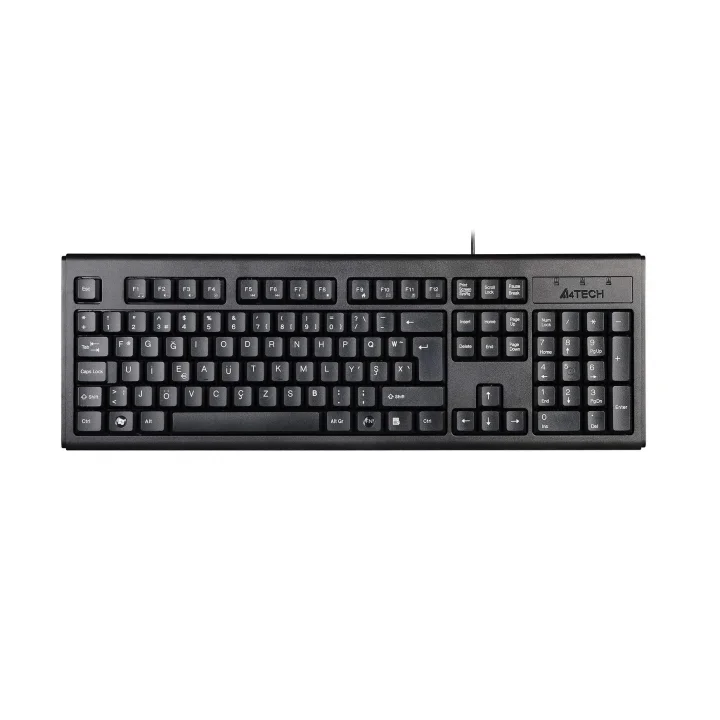 A4 Tech KM-720 (F)Türkçe FN-Multimedya Klavye, Suya Dayanıklı, 2.3 cm, Hafif Tasarım, Ayarlanabilir Yükseklik, Siyah