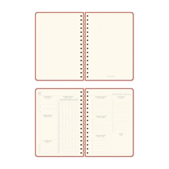 A5 Spiralli Keten Süresiz Planlayıcı Ajanda Mercan