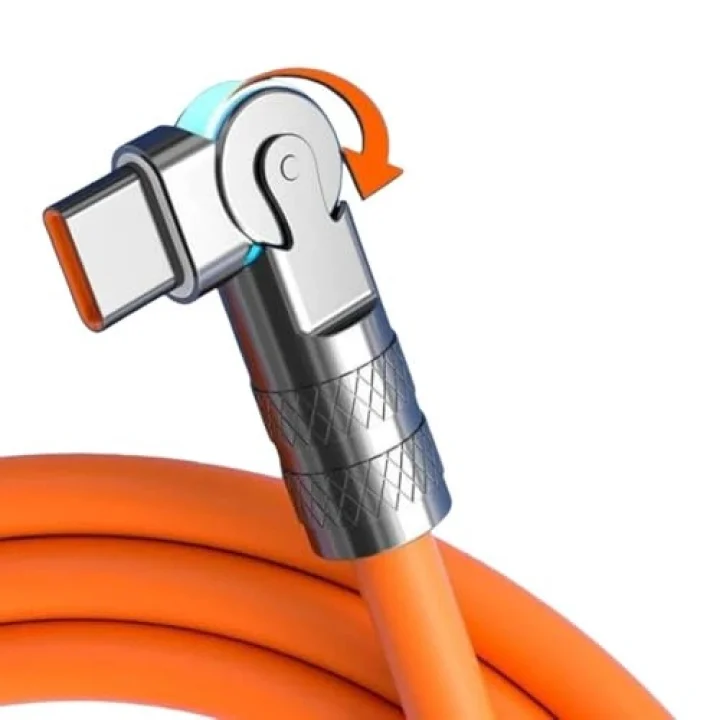 A6016 Usb To Type C Hızlı Şarj Data Kablosu Çevirici Dönüştürücü Adaptör 180° Döner 120W - 2M