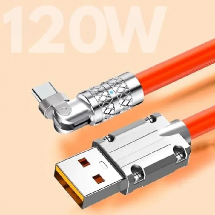 A6016 Usb To Type C Hızlı Şarj Data Kablosu Çevirici Dönüştürücü Adaptör 180° Döner 120W - 2M