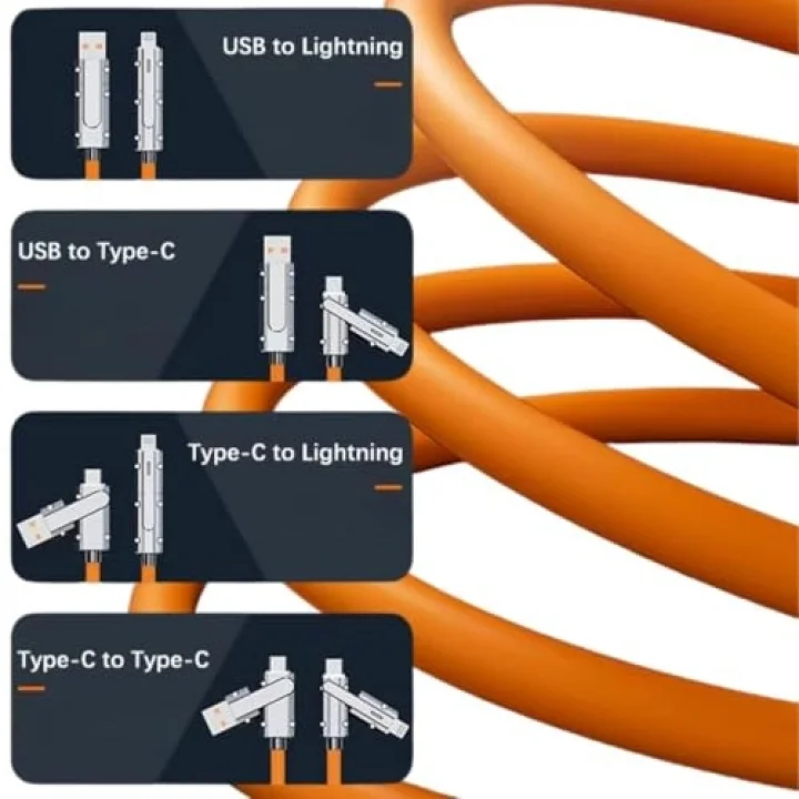 A6019 Usb Type C Lightning 4 in 1 Hızlı Şarj Data Kablosu Çevirici Dönüştürücü Adaptör 100-120W - 1M