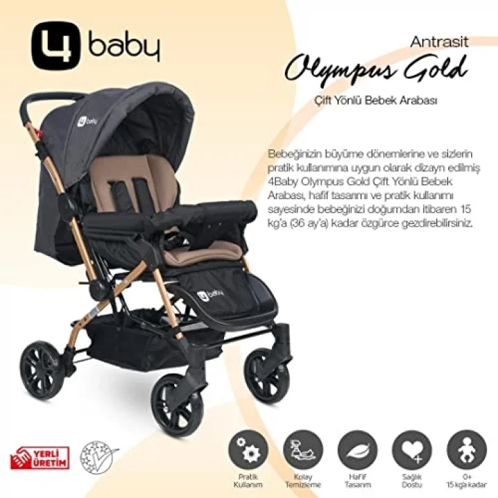 AB-360 Olympus Gold Çift Yönlü Bebek Arabası Antrasit